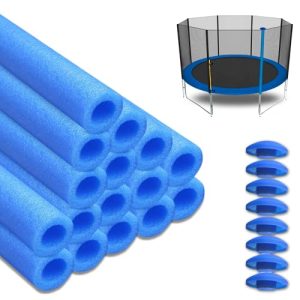 16x Wetterfestes Schaumstoff Polster für 92cm Trampolin - Sicherheitsstangenschutz inkl. Kappen – Stoßdämpfend & EU-Manu