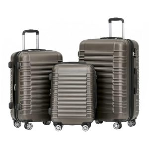 BEIBYE Hartschalen Koffer Trolley - Perfekt für Familienreisen mit Zwillingsrollen (Coffee, Set)