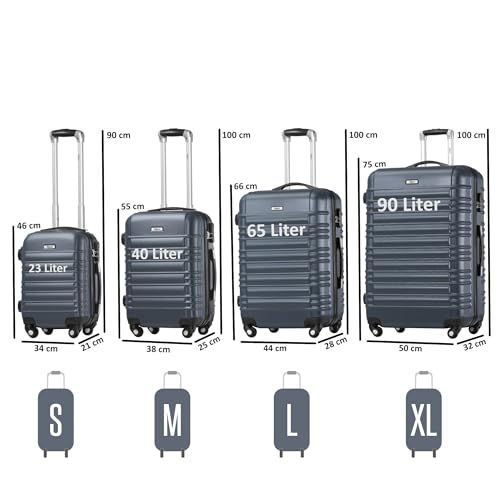 41qzr4dc0sl.jpg Zelsius Hartschalenkoffer Set 4 Stück | ANTHRAZIT | 4 Rollen, Zahlenschloss, Innen Trennwand & Groß fürconteiner | Zels