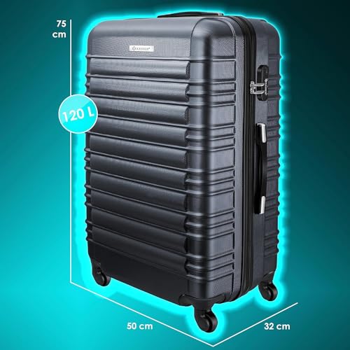 41rzec9qxol.jpg Kesser Reisekoffer Hartschalen-Koffer | Anthrazit, 120L, 4 Rollen, Teleskopgriff, Kofferwaage & Gepäckanhänger