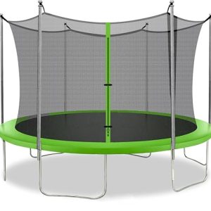 Heim Trampolin 305 cm mit Sicherheitsnetz für Kinder Tragkraft 150 kg, 60 Ösen, 5 Beine, höchste Sicherheit, Komplett-Set, ge