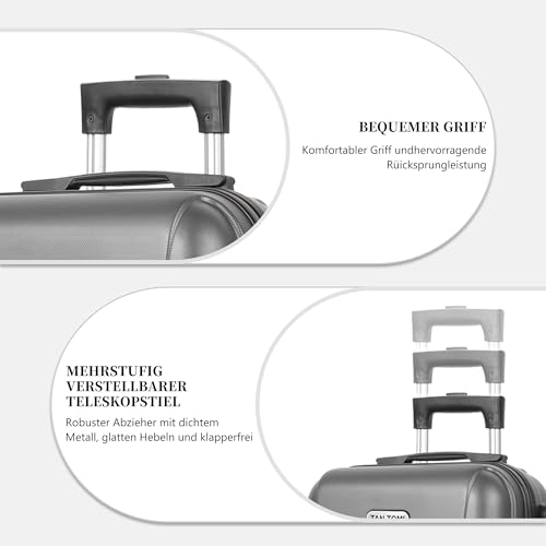 41shtow89l.jpg MoFut Hartschalen-Handgepäck Koffer – Reisekoffer mit 4 Drehbaren Rollen (360°) und 3 Stelige-Zahlenschloss (XL, 95L, Du