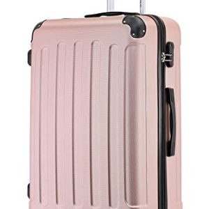 BEIBYE XL Hartschalen-Koffer Trolley Rollkoffer für Reisen (Rosa Gold)