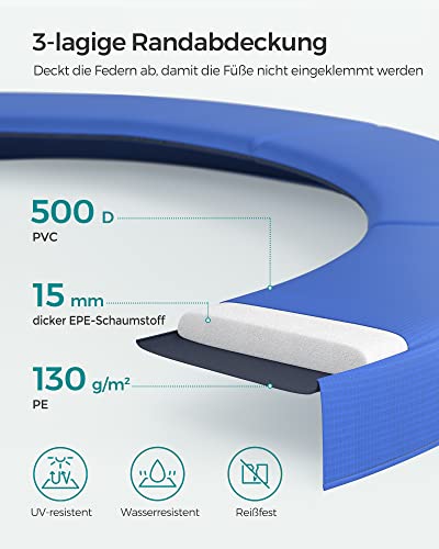 41tg g1neul.jpg SONGMICS Outdoor-Trampolin, rundes Sicherheitsnetz-Trampolin für Kinder und Erwachsene, mit Leiter und gepolsterten Stan