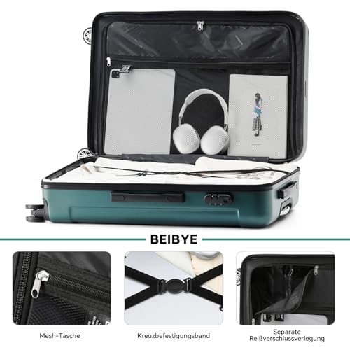 41trw1dbukl.jpg BEIBYE Hartschalen Koffer für Reisen - 4 Rollen, M-L-XL-Set (Dunkelgrün)