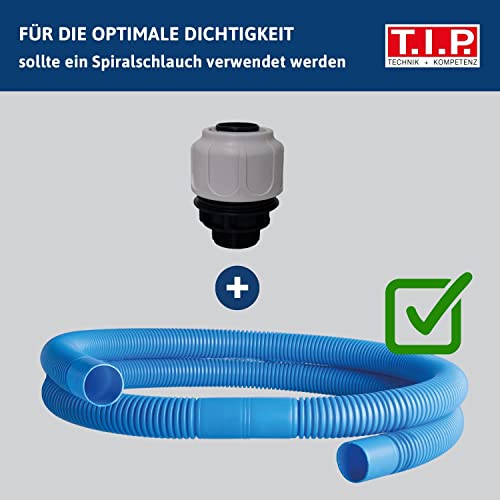 41wps ktayl.jpg T.I.P. 30966 Grauer Schlauchanschluss Klemmverschraubung 1 ½" AG 32 mm für Schwimmbad und Poolanlagen