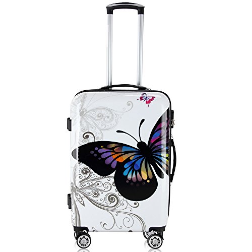 41wybggfpul 1.jpg Monzana Hartschalenkoffer Set Butterfly Basic Reisekoffer Trolley Koffer ABS Zwillingsrolle Alu-Teleskopgriff Schloss -