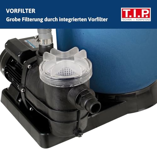 41x1mtobytl.jpg T.I.P. Poolfilteranlage SPF 250 F - for 30 m³ Becken, 10.000l/h Pumpenleistung, 4-Wege-Ventil, 13Kg Sandfilter & 400g Fi