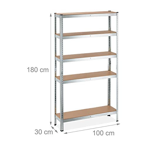 41xqf4wehol.jpg Relaxdays HBT 180x100x30 cm Schwerlastregal, 1250 kg Tragkraft, Lagerregal für Keller und Garage, 5 Ebenen, Silber