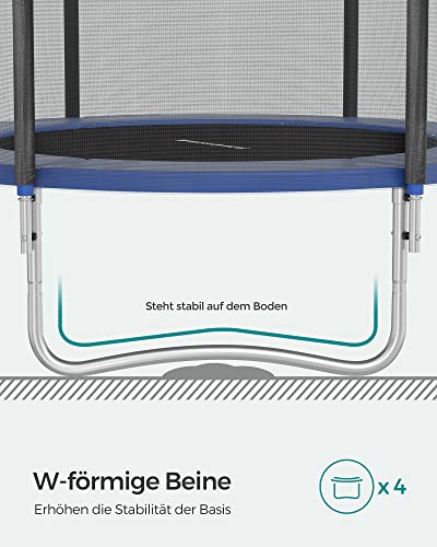 41yaitngj1l.jpg SONGMICS Outdoor-Trampolin, rundes Sicherheitsnetz-Trampolin für Kinder und Erwachsene, mit Leiter und gepolsterten Stan