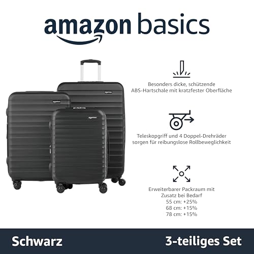 41zeeup8yll.jpg Amazon Basics Hartschalen - Kofferset - für Familien - Outdoor-Bedarf - 3-Großenstufen-Set (55, 68, 78 cm) - Leicht tran