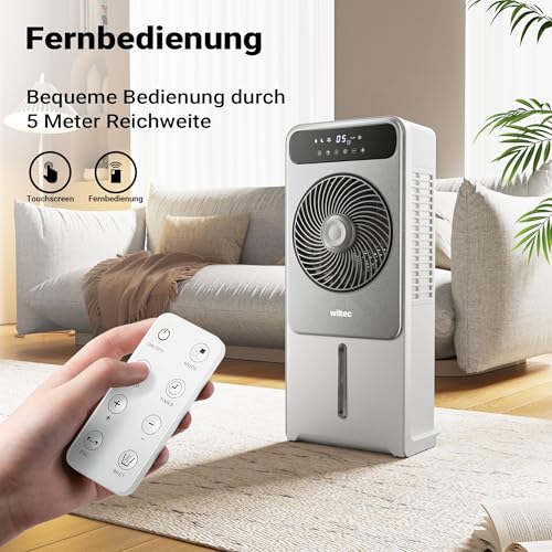 510d3aj9cvl.jpg Wiltec Luftkühler 28 W mit Wasserkühlung - mobiler Air Cooler für Outdoor-Verwendung mit Fernbedienung und 12 Geschwindi