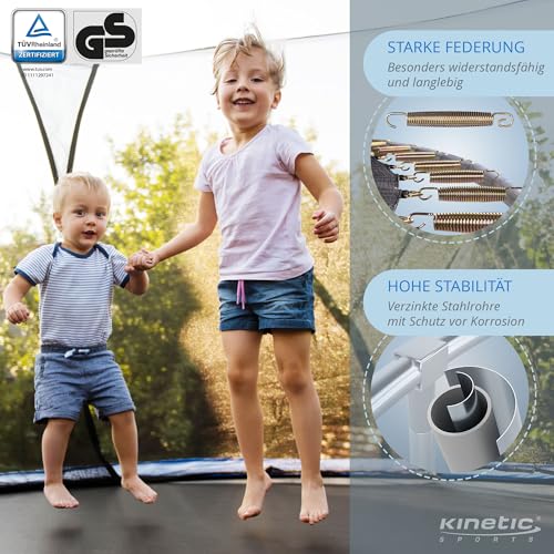 510ofeitiml.jpg KINETIC SPORTS Trampolin Outdoor 'Salto Plus' - Komplett-Set für Kinder im Garten - bis zu 160kg, USA Sprungtuch, Netz,
