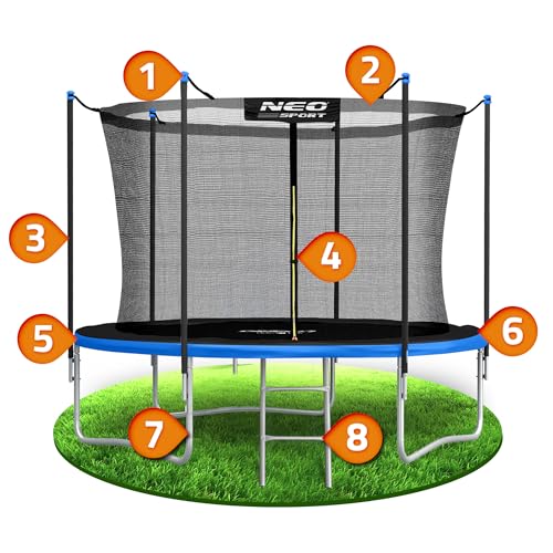 510nmviy88l.jpg Neo-Sport Trampolin Outdoor für Kinder mit Sicherheitsnetz, Innen-Leiter und gepolsterten Stangen, witterfest und rostfr