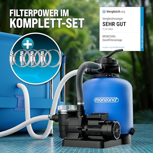 511dmlhn6pl 1.jpg Monzana® Sandfilteranlage für Pool 7-Wege-Ventil 600W 30L Tank