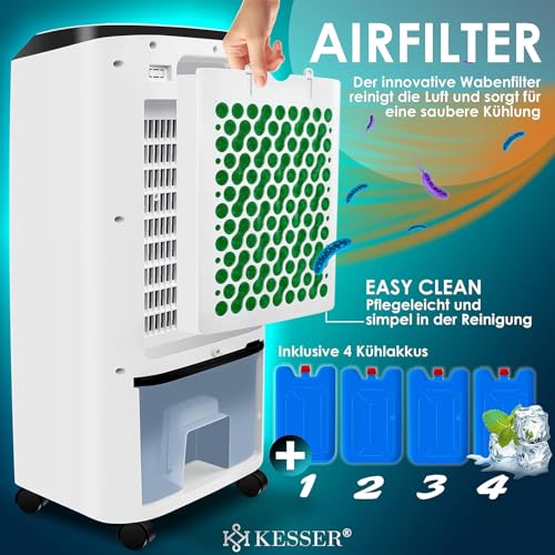 513cf14cal.jpg Kesser® 4in1 Mobile Klimaanlage | Fernbedienung | Luftkühler | Zuhause | Coolungsfunktion | 10L Tank | Inklusive Kühlakk