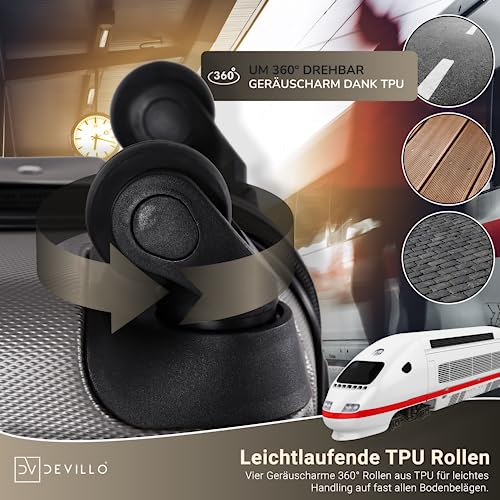 513yykp3tol.jpg Devillo Hard Shell Trolley Reisekoffer S-M-L-XL Silber Schloss 4 Rollen