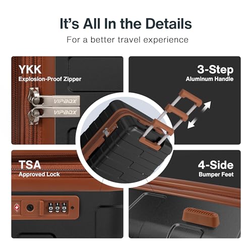 51439sqqkzl.jpg Vipbox Premium Schwarz 100% Polycarbonat Reisekoffer 3 Teilig Hartschale 3 Jahre VIP-Service
