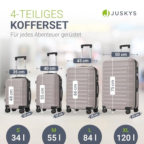 514dyglvcpl.jpg Juskys Hartschale Kofferset Reisekoffer - leicht, geräuscharme 360° Rollen, Zahlenschloss, Champagner | Juskys Reisekof