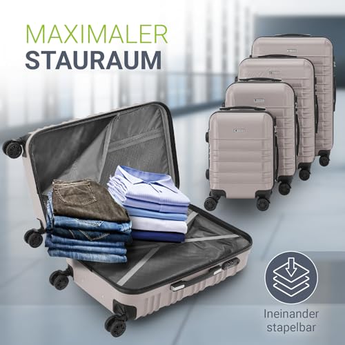 514g51chhal.jpg Juskys Hartschale Kofferset Reisekoffer - leicht, geräuscharme 360° Rollen, Zahlenschloss, Champagner | Juskys Reisekof
