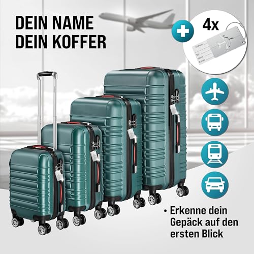 514vm6rizbl.jpg Monzana 4tlg Kofferset Schloss Organizer Grün S-M-L-XL Reisekoffer Hartschale