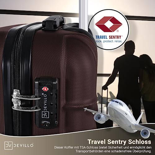 5155ocdvkl.jpg Devillo Hard Shell Trolley Koffer für Reisen - großartige Schutzqualities, 4 Rollen, ABS-Hartschale, Teleskopgriff - 4T