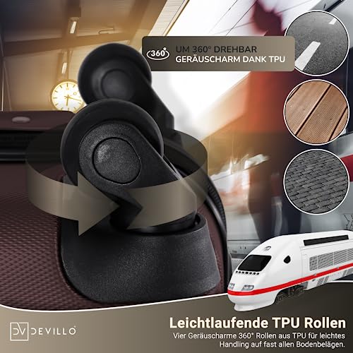 515py9hroel.jpg Devillo Hard Shell Trolley Koffer für Reisen - großartige Schutzqualities, 4 Rollen, ABS-Hartschale, Teleskopgriff - 4T