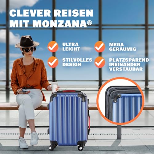 516mzhuthpl.jpg Monzana Hard Case Handgepäck XL Blau Reisekoffer Zahlenschloss Kantenschutz 4 Rollen Teleskopgriff