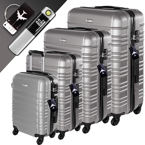516ssdki3il.jpg Devillo Hard Shell Trolley Reisekoffer S-M-L-XL Silber Schloss 4 Rollen