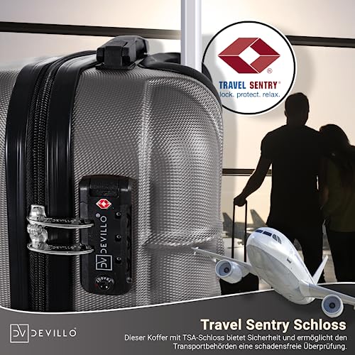 516zfs12iml.jpg Devillo Hard Shell Trolley Reisekoffer S-M-L-XL Silber Schloss 4 Rollen