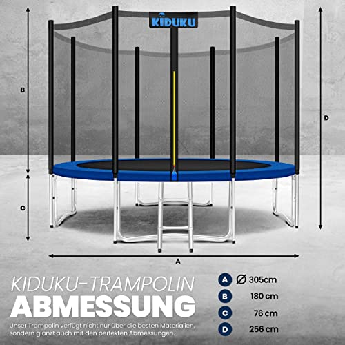 517j4l0crzl.jpg KIDUKU® Trampolin für Kinder geprüft von TÜV Rheinland | Belastbarkeit 150 kg | Outdoor Gartentrampolin komplett mit Sic