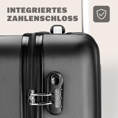 517e qmqq6l.jpg Monzana 3tlg. Kofferset Baseline Schwarz Reisekoffer für Familien mit Rollen und Standfüßen