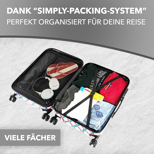 518f81mzsbl.jpg Xonic Design Hartschalen-Koffer - Reisekoffer mit 360° Leichtlauf-Rollen - Hochwertiger Trolley für Business- und Privat