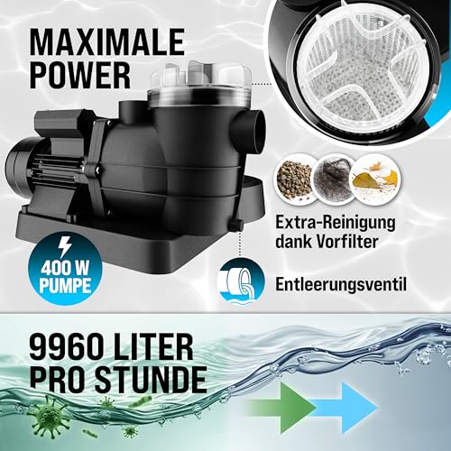 518jxda4ucl.jpg Monzana® Sandfilteranlage + 9960L/h bis 35.000L Pool + Selbstansaugend + Schwimmbadbesitzer + Poolinhalt + hohe Leistung