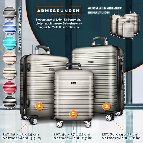 518rg9p7x6l.jpg Tillvex Reisekoffer Set 4 Rollen Hartschale XL | TSA Schloss Gepäckwaage | perfekt für Familien | ideal für Reisen | 6 R