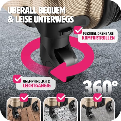 519j4g7g3nl.jpg tectake 4TLG Hartshalenkoffer Set Champagner - Reisekoffer mit Rollen, ABS Hartschale, Teleskopgriff und Sicherheitsschl
