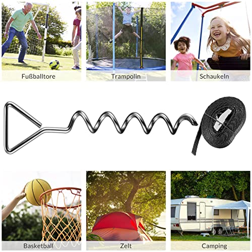 519ikjqonl.jpg MONZANA® 4 Bodenanker für Trampolin + Rostfreie Sicherung für Gartenhaus und Pavillon + 5 Windungen + 900kg Traglast