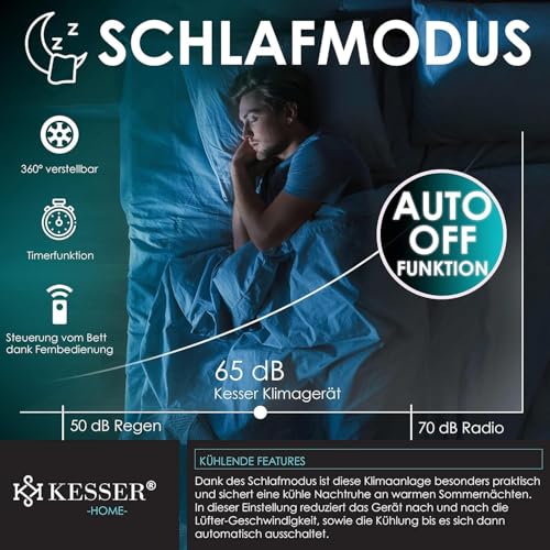 519ifbk8e0l.jpg KESSER® Klimaanlage Mobil Schwarz - Kühlen, Luftentfeuchten, Lüften, Ventilator 9000 BTU/h, Klima, Fernbedienung und Tim
