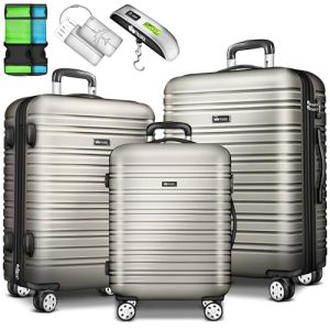 Tillvex Reisekoffer Set 4 Rollen Hartschale XL | TSA Schloss Gepäckwaage | perfekt für Familien | ideal für Reisen | 6 R