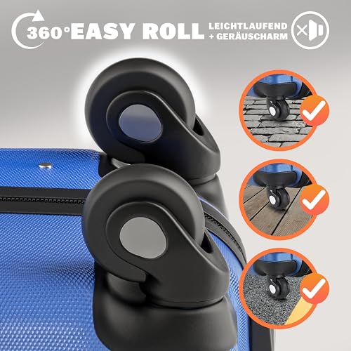 51aj8nddvxl.jpg Monzana Kofferset Baseline 3er Hartschalen-Koffer Reisekoffer für Handgepäck 4 Rollen M-L-XL Set Blau