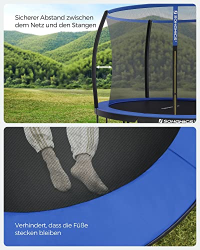 51aptfq4jil.jpg SONGMICS Outdoor Trampolin für Kinder mit Sicherheitsnetz und gepolsterten Stangen | SONGMICS Rundes Gartentrampolin Ø