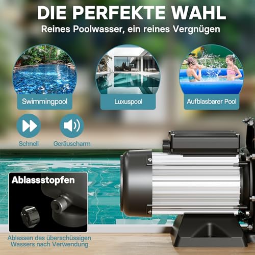51aoa4x5gkl.jpg WilTec Poolpumpe 19200 l/h 750 W Schwimmbadpumpe - Für Efficientes Filtern und Umwälzen in Ihrem Schwimmbad