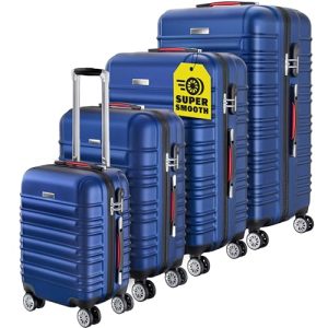 Monzana Kofferset Reisekoffer S-M-L-XL ABS Hartschalen Gel-Griffe 4 Rollen Navy | Monzana Kofferset 4 Rollen Schloss Fü