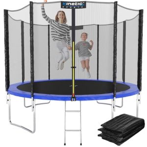 KINETIC SPORTS Trampolin Outdoor 'Salto Plus' - Komplett-Set für Kinder im Garten - bis zu 160kg, USA Sprungtuch, Netz,