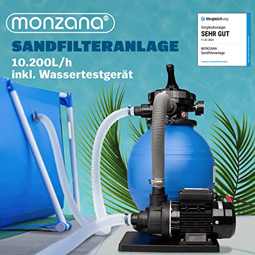 51ceadg7 tl.jpg MONZANA® Sandfilteranlage Pool Selbstansaugend - Für professionellen Einsatz in großen Beckungen mit 10.200L/h Leistungs