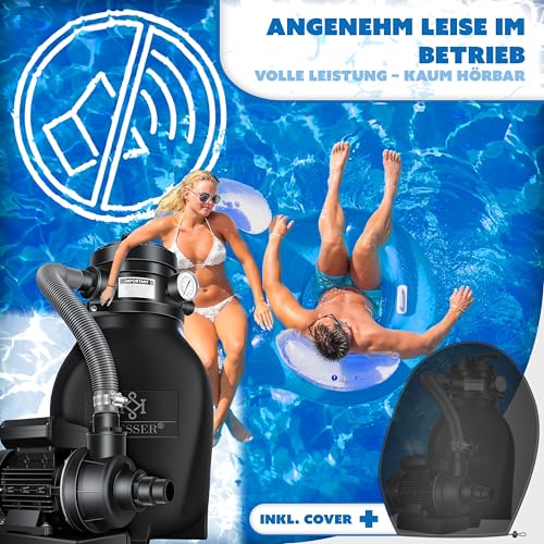 51d0plj7fml.jpg KESSER® Sandfilteranlage 10 m³/h Schwarz Filtersand und Filterbälle ersetzen