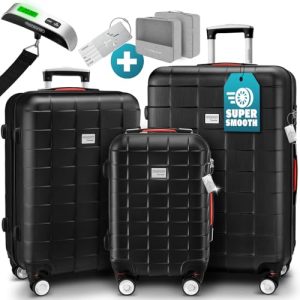 Monzana 3TLG. Reisekoffer TSA Schloss Schwarz M-L-XL