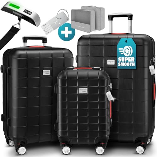 51dqyitsgcl.jpg Monzana 3TLG. Reisekoffer TSA Schloss Schwarz M-L-XL