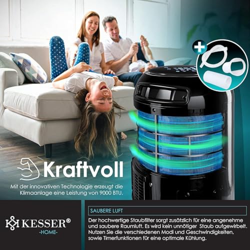 51egi76rtl.jpg KESSER® Klimaanlage Mobil Schwarz - Kühlen, Luftentfeuchten, Lüften, Ventilator 9000 BTU/h, Klima, Fernbedienung und Tim