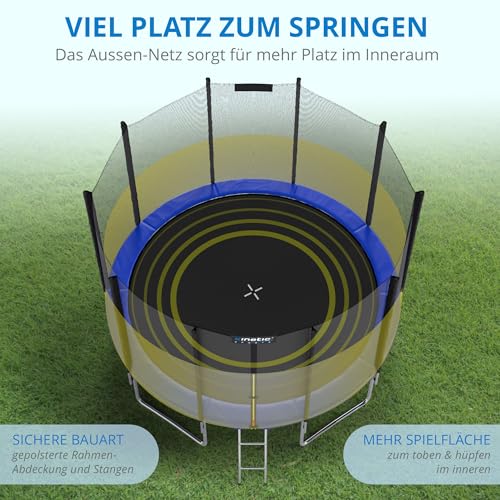 51extm1qxul.jpg KINETIC SPORTS Trampolin Outdoor 'Salto Plus' - Komplett-Set für Kinder im Garten - bis zu 160kg, USA Sprungtuch, Netz,